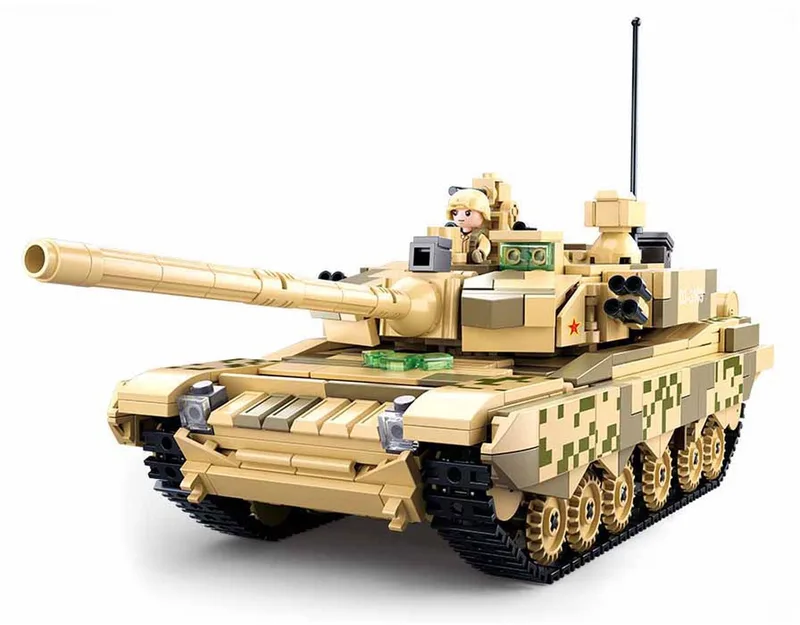 ModelBricks Army Modern Battle Tank Desert bouwspeelgoed – Constructiespeelgoed modelbouw – bouwdoos met 893 bouwstenen – M38-B0790 vanaf 8 jaar by Sluban in Modern Desert Tank – product photo