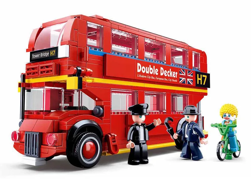 ModelBricks bouwspeelgoed – Constructiespeelgoed – bouwset met 382 bouwstenen – M38-B0708 – vanaf 6 jaar van Sluban in Londen Dubbeldekker bus – productfoto