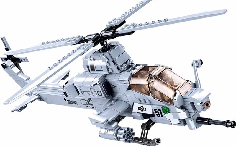 ModelBricks bouwspeelgoed – Constructiespeelgoed – bouwset met 482 bouwstenen – M38‑B0838 – vanaf 10 jaar de Sluban en Helikopter AH-1Z Viper – photo du produit