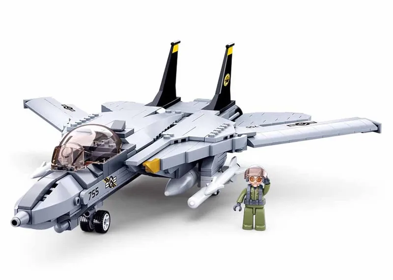ModelBricks F-18 Tomcat Straaljager vliegtuig - Constructiespeelgoed modelbouw - bouwdoos met 404 bouwstenen - M38-B0755 - vanaf 8 jaar van Sluban in Vliegtuig F-14 Tomcat – productfoto