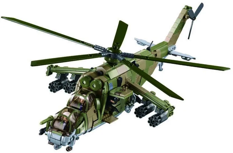 ModelBricks MI-24S Gunship Helikopter bouwspeelgoed kinderen vanaf 6 jaar - Constructiespeelgoed modelbouw - bouwdoos met 893 bouwstenen - M38-B1137 van Sluban in Helikopter MI-24S Gunship – productfoto