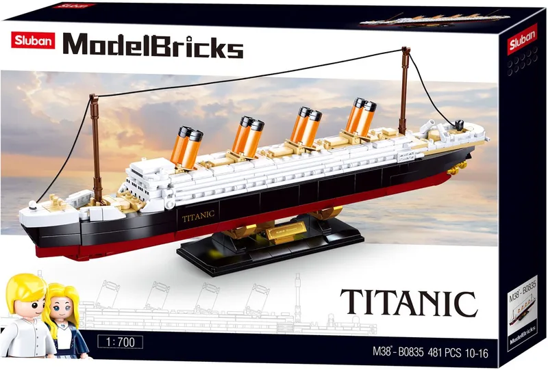 ModelBricks RMS Titanic schip bouwspeelgoed boot – Constructiespeelgoed modelbouw – bouwdoos met 481 bouwstenen – M38-B0835 vanaf 10 jaar van Sluban in RMS Titanic 1/700 481 st. – productfoto