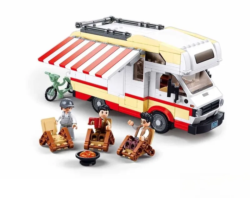 ModelBricks TS-3 Camper Kampeer Woonwagen bouwspeelgoed – constructiespeelgoed modelbouw – bouwdoos met 506 bouwstenen – M38-B1193 vanaf 8 jaar de Sluban en Camper TS3 – photo du produit