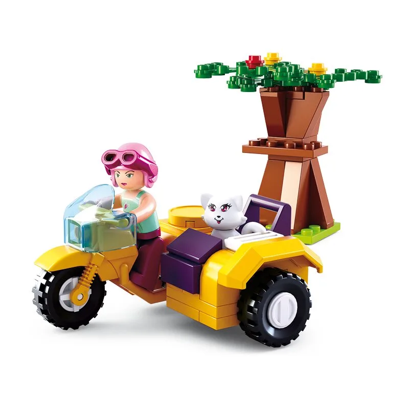 Motorcycle with Sidecar (Girl's Dream) bouwstenen set fra Sluban – produktbillede 1 af 4