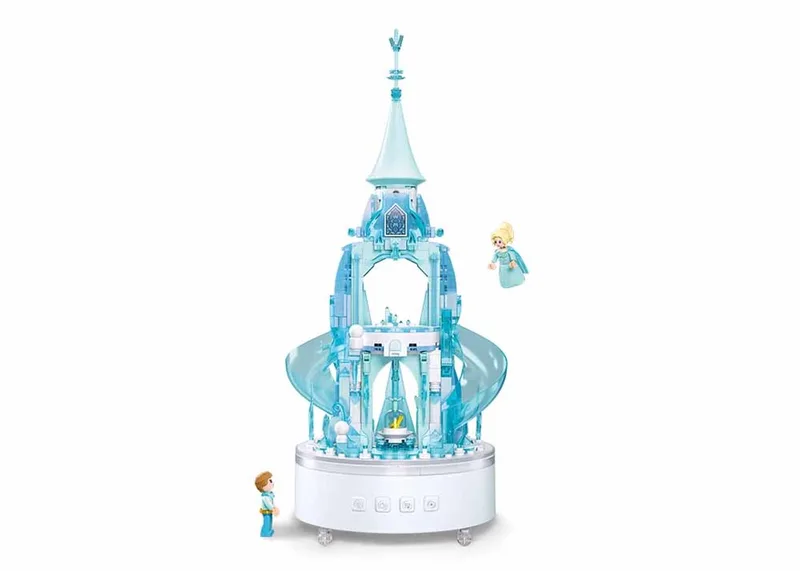 Pleyerid Ice Castle Music Box bouwspeelgoed kinderen vanaf 8 jaar – Constructiespeelgoed modelbouw muziekdoos kasteel – bouwdoos met 420 bouwstenen en 2 minifiguren – M38-B1168 de Sluban en Muziekdoos Ice Castle – photo du produit