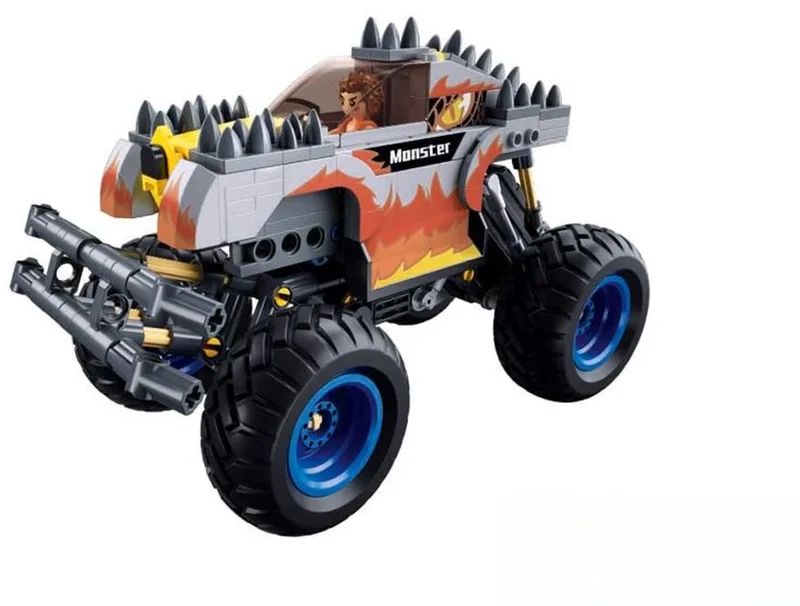 PowerBricks Bigfoot Grijs bouwspeelgoed kinderen vanaf 6 jaar – Constructiespeelgoed modelbouw monstertruck – bouwdoos met 267 bouwstenen en 1 minifiguur – M38-B1162 by Sluban in PowerBricks Bigfoot Zilver – product photo