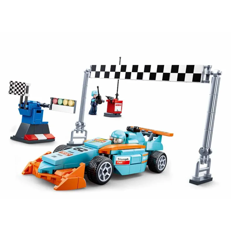 Racing Team klein circuit bouwspeelgoed kinderen vanaf 6 jaar – Constructiespeelgoed bouwdoos met 210 bouwstenen – M38-B0762 de Sluban – photo du produit 2 sur 2