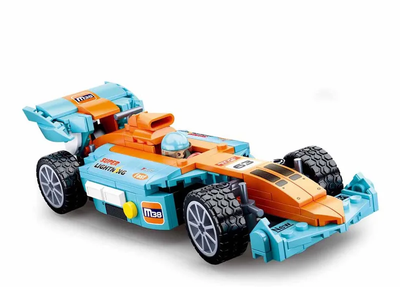 Racing Team Race Car bouwspeelgoed kinderen vanaf 6 jaar - Constructiespeelgoed modelbouw - bouwdoos met 222 bouwstenen - M38-B0763 van Sluban in Multikleur – productfoto
