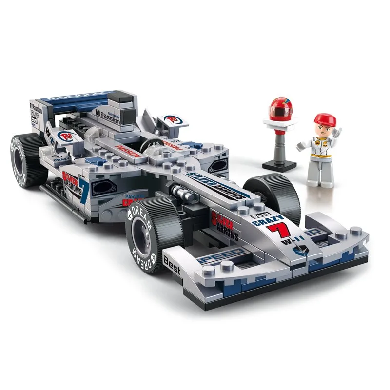 Racing Team Race Car Silver bouwstenen set (M38-B0352) van Sluban – productfoto