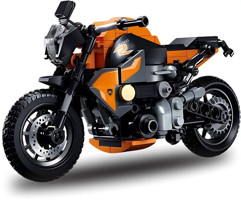 Sluban - 310GS Motorfiets incl. display | City icons speed champions modelbouw | Classic creator f1 motorcycle bouwpakket | Technische educatief motor speelgoed voor kinderen & volwassenen | Bouwdoos met 196 bouwstenen van Sluban in Motorfiets 310GS – productfoto