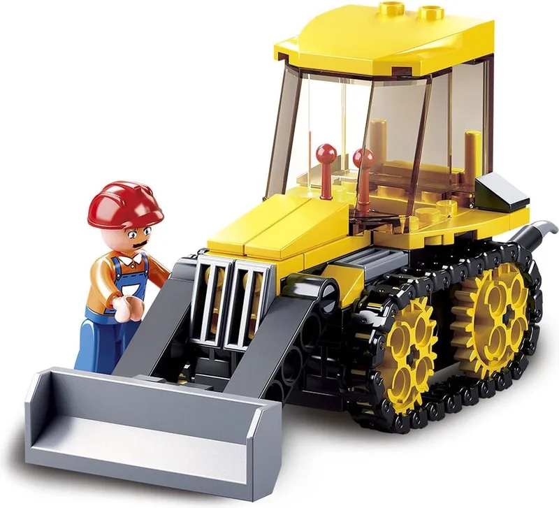 Town Bulldozer bouwspeelgoed kinderen vanaf 6 jaar - Constructiespeelgoed modelbouw - bouwdoos met 132 bouwstenen - M38-B0377D van Sluban in Bulldozer Town – productfoto