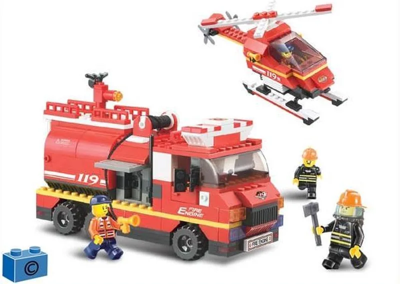 Watertankwagen En Helicopter van Sluban in Rood – productfoto