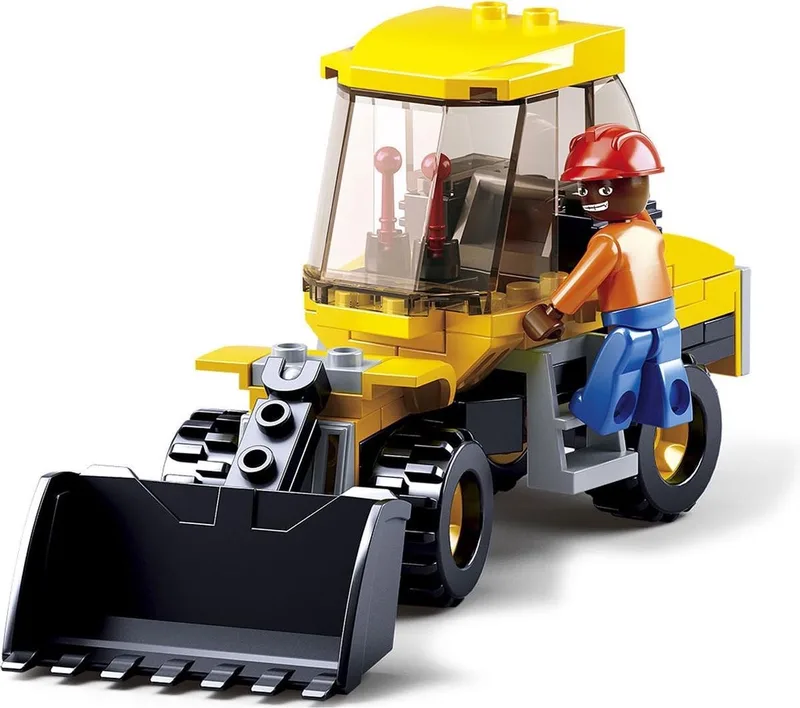 Wheel Loader Kleine shovel bouwspeelgoed kinderen vanaf 6 jaar – Constructiespeelgoed modelbouw – bouwdoos met 91 bouwstenen – M38-B0377B von Sluban in Town Wheel Loader – Produktfoto