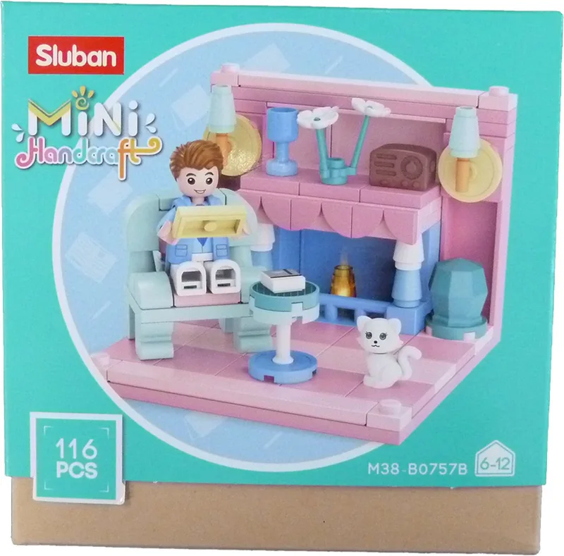 Woonkamer Junior 14,6 Cm Roze/blauw 111-delig van Sluban in Blauw – productfoto