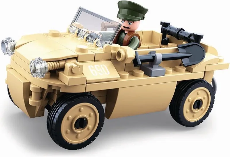 World War 2 Duits Amfibievoertuig bouwspeelgoed kinderen vanaf 8 jaar – Constructiespeelgoed modelbouw militair voertuig – bouwdoos met 103 bouwstenen en 1 minifiguren – M38-B0690 de Sluban en Multi – photo du produit