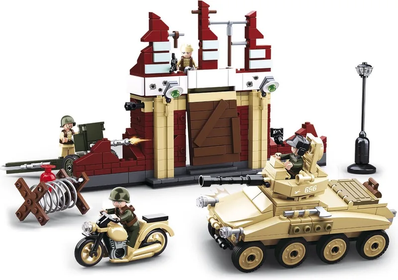 World War 2 Slag om Stalingrad bouwspeelgoed kinderen vanaf 8 jaar – Constructiespeelgoed modelbouw militaire set – bouwdoos met 479 bouwstenen en 4 minifiguren – M38-B0696 van Sluban in Multi colour – productfoto
