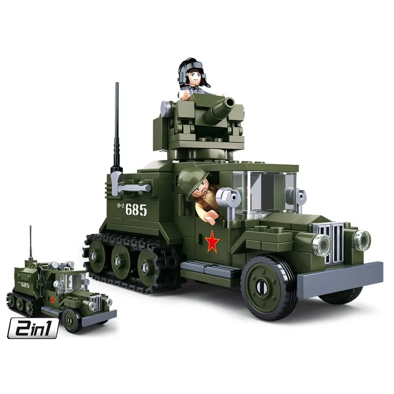 WWII - 2in1 Russian Half-Track Vehicle (M38-B0685) fra Sluban – produktbillede