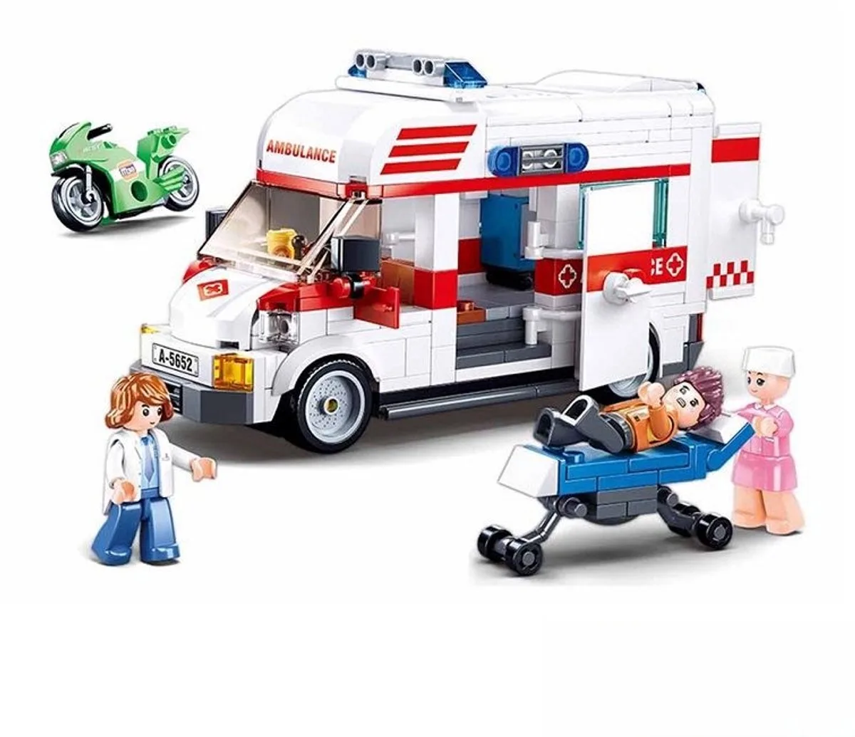 Ziekenauto bouwspeelgoed kinderen vanaf 6 jaar – Constructiespeelgoed bouwdoos met 328 bouwstenen – M38-B1065 de Sluban en Town Ambulance – photo du produit