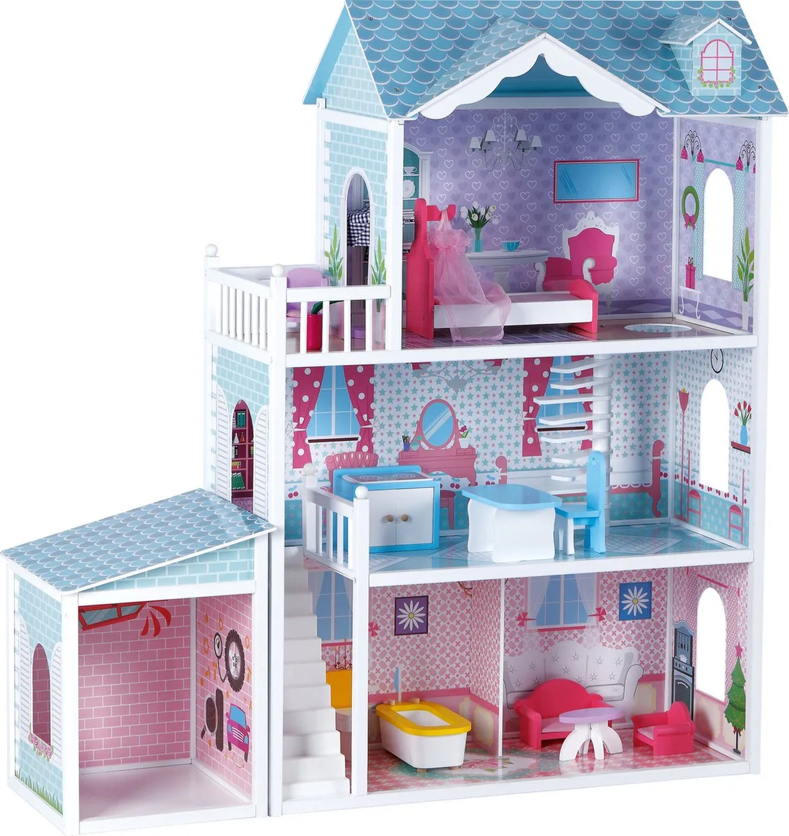 Doll's House Deluxe Villa - Houten speelgoed vanaf 3 jaar van small foot in Blauw – productfoto