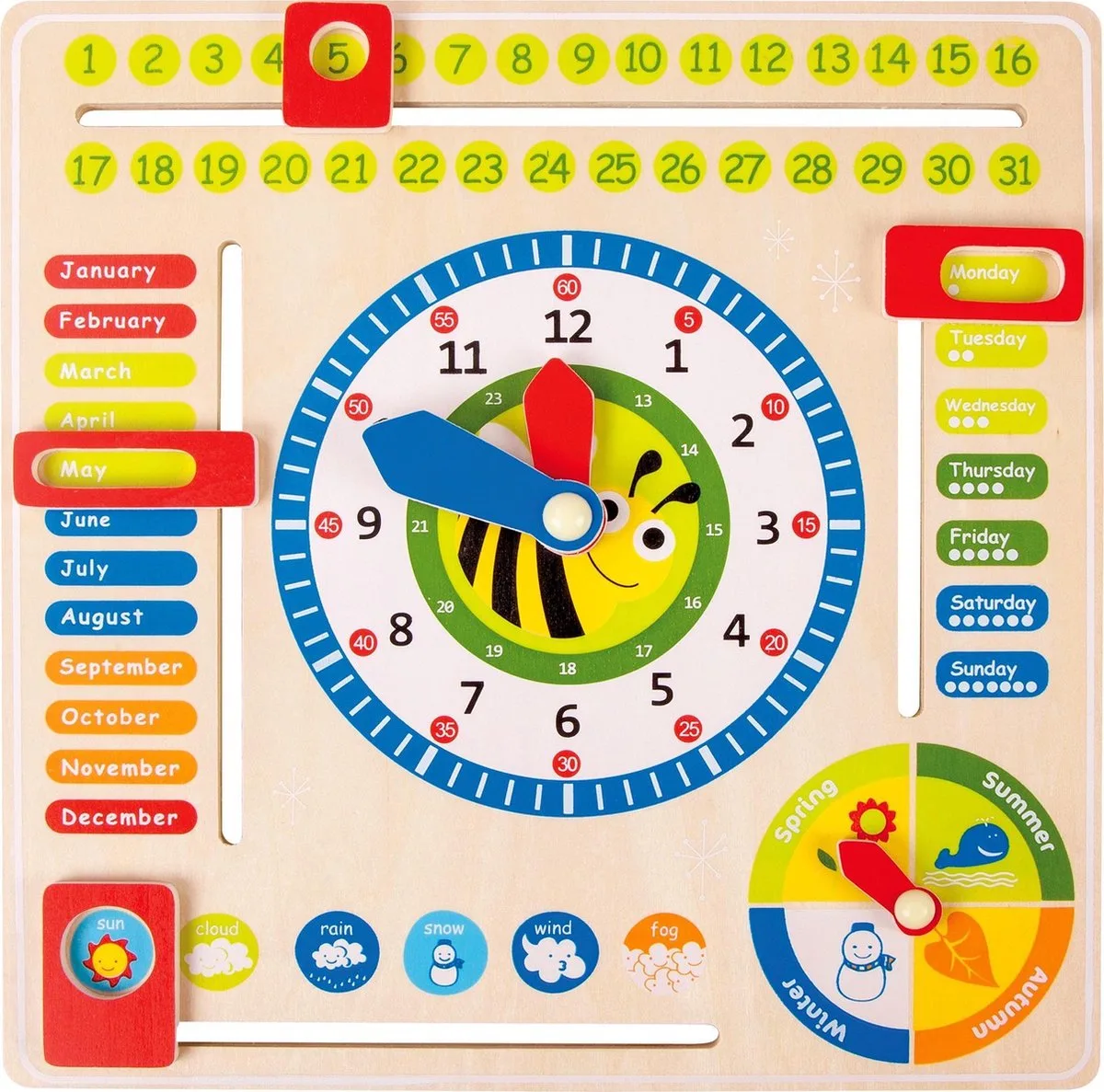 Educational Board Date, Time & Season ENG van small foot in Meerkleurig – productfoto