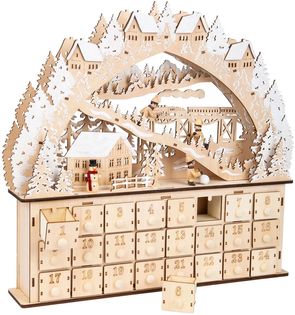 Wooden Advent Calendar Ski von small foot in Beige – Produktfoto