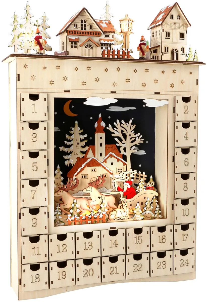 Houten Adventskalender Winter Droom von small foot in Beige – Produktfoto