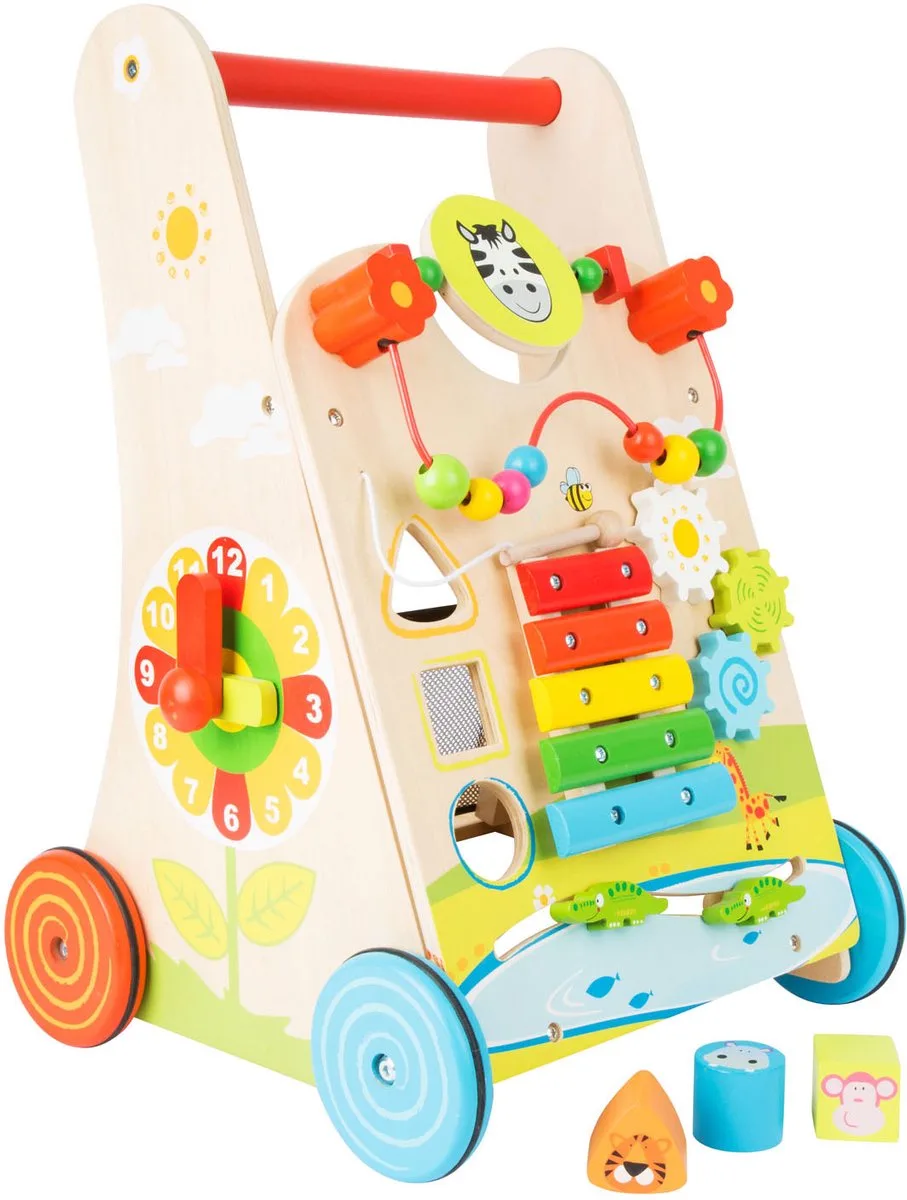 Lauflernwagen Blumenwiese von small foot in Hout – Produktfoto