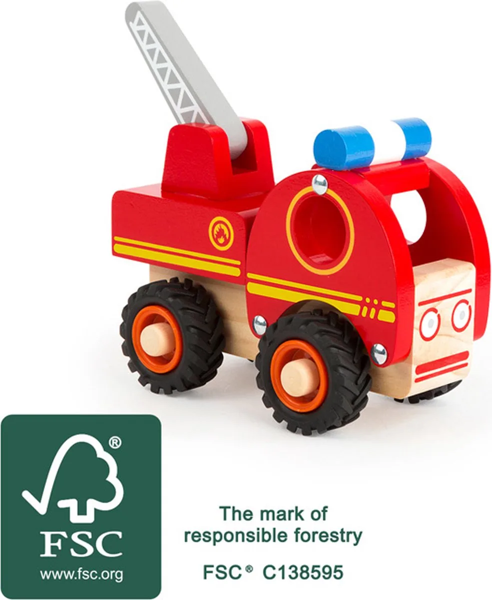 Houten Brandweerwagen met Ladder de small foot en Multicolore – photo du produit