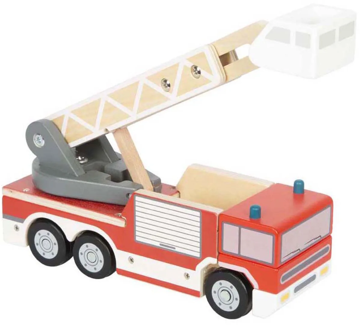 Houten Brandweerwagen met Roterende Ladder van small foot in Meerkleurig – productfoto