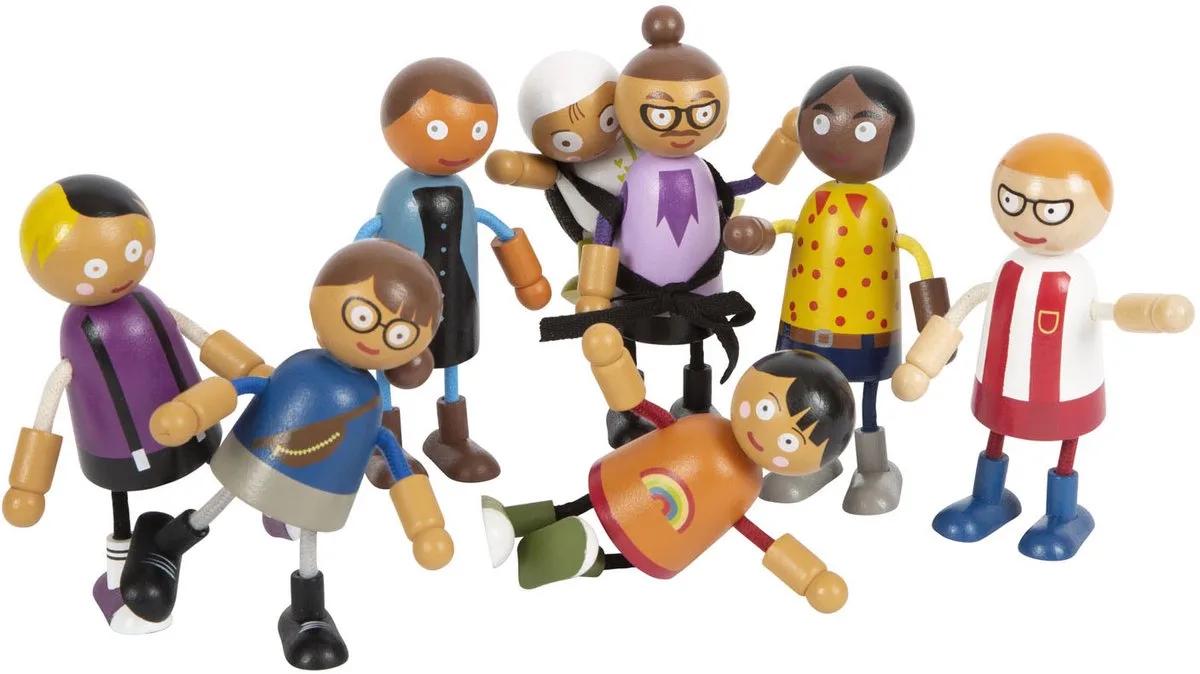 Houten Buigzame Poppenfamilie met Baby, 8st. fra small foot i Flerfarvet – produktbillede