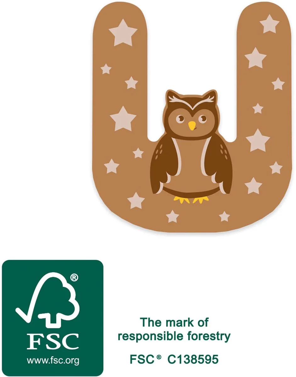Houten Dieren Kinderletter - U de small foot en Multicolore – photo du produit