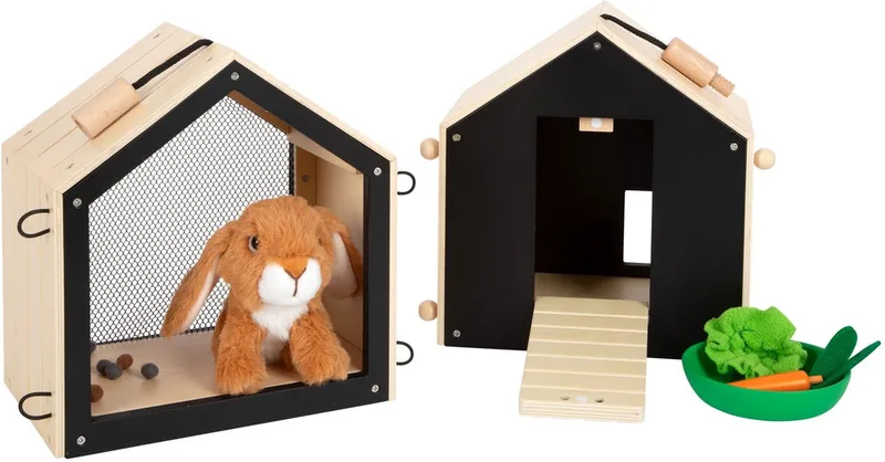 Houten Konijnenhok met Konijn Pluche, 15dlg. van small foot in Meerkleurig – productfoto 1 van 3