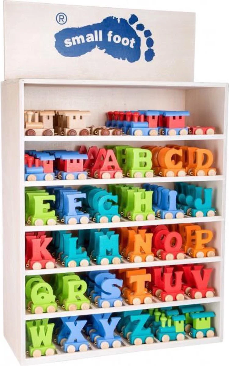 Houten Lettertrein Kleur - M von small foot in Blau – Produktfoto