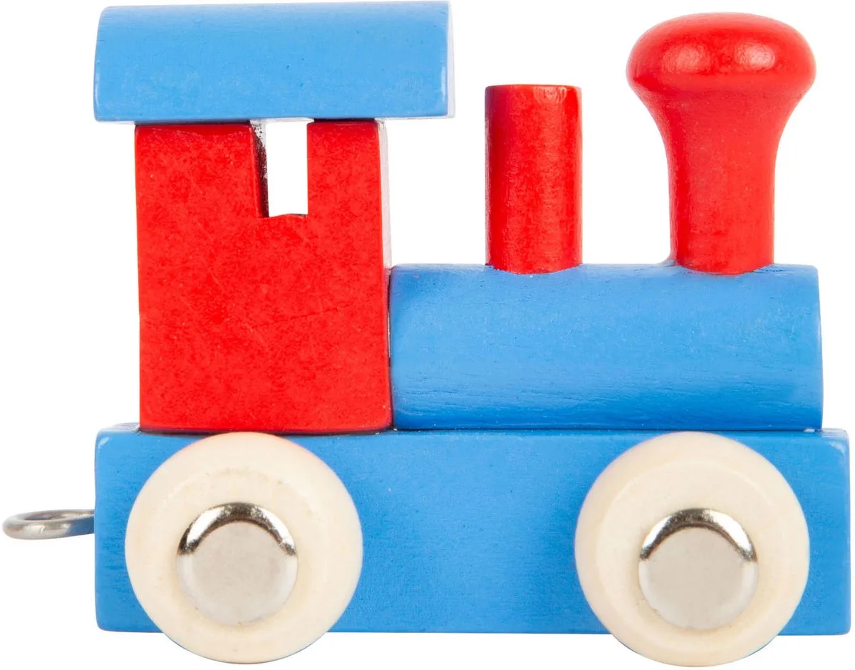 Houten Lettertrein Locomotief Rood/Blauw - 12 från small foot i Röd – produktbild
