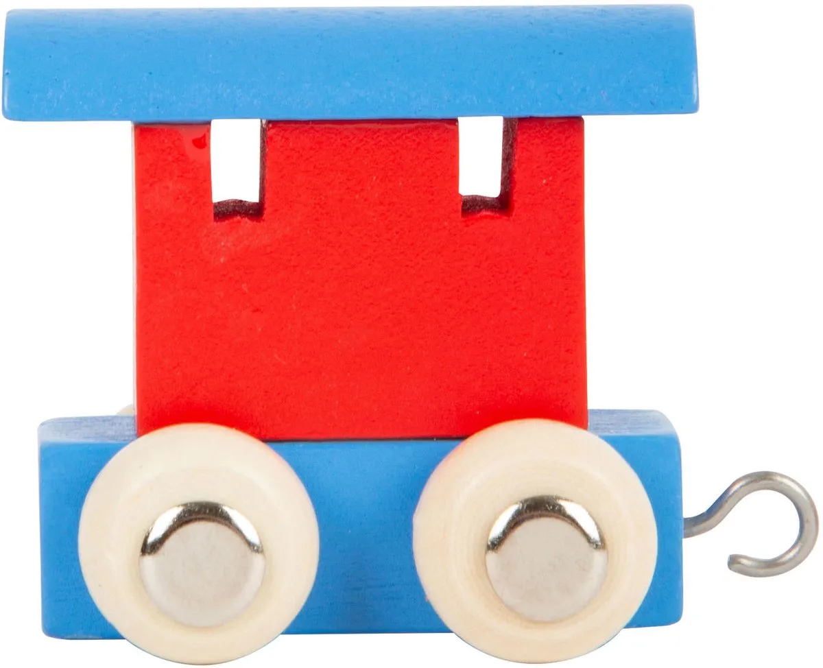 Houten Lettertrein Wagon Rood/Blauw - 12 stuks fra small foot i Rød – produktbillede