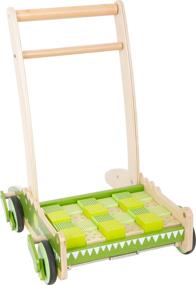 Houten Loopwagen Krokodil met blokken - baby - kind 1 & 2 jaar von small foot in Grün – Produktfoto