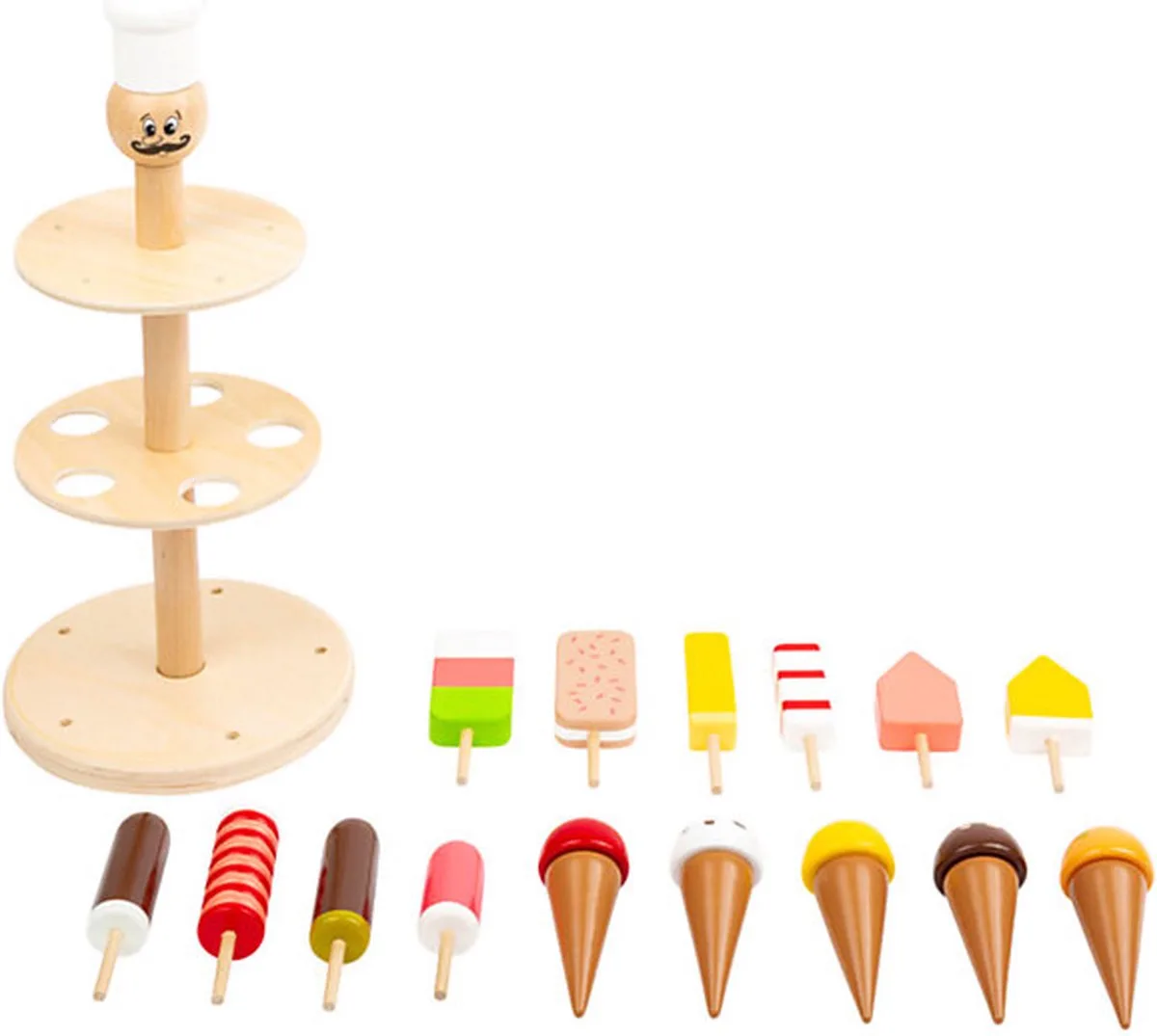 Wooden Luigi Ice Cream Stand 16 pcs von small foot in Mehrfarbig – Produktfoto