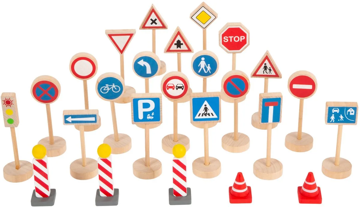 Houten Mini Verkeersbordenset, 25dlg. de small foot en Multicolore – photo du produit
