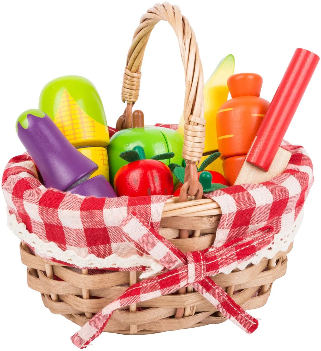 Houten Picknickmand met Snij Fruit, 15dlg. de small foot en Multicolore – photo du produit