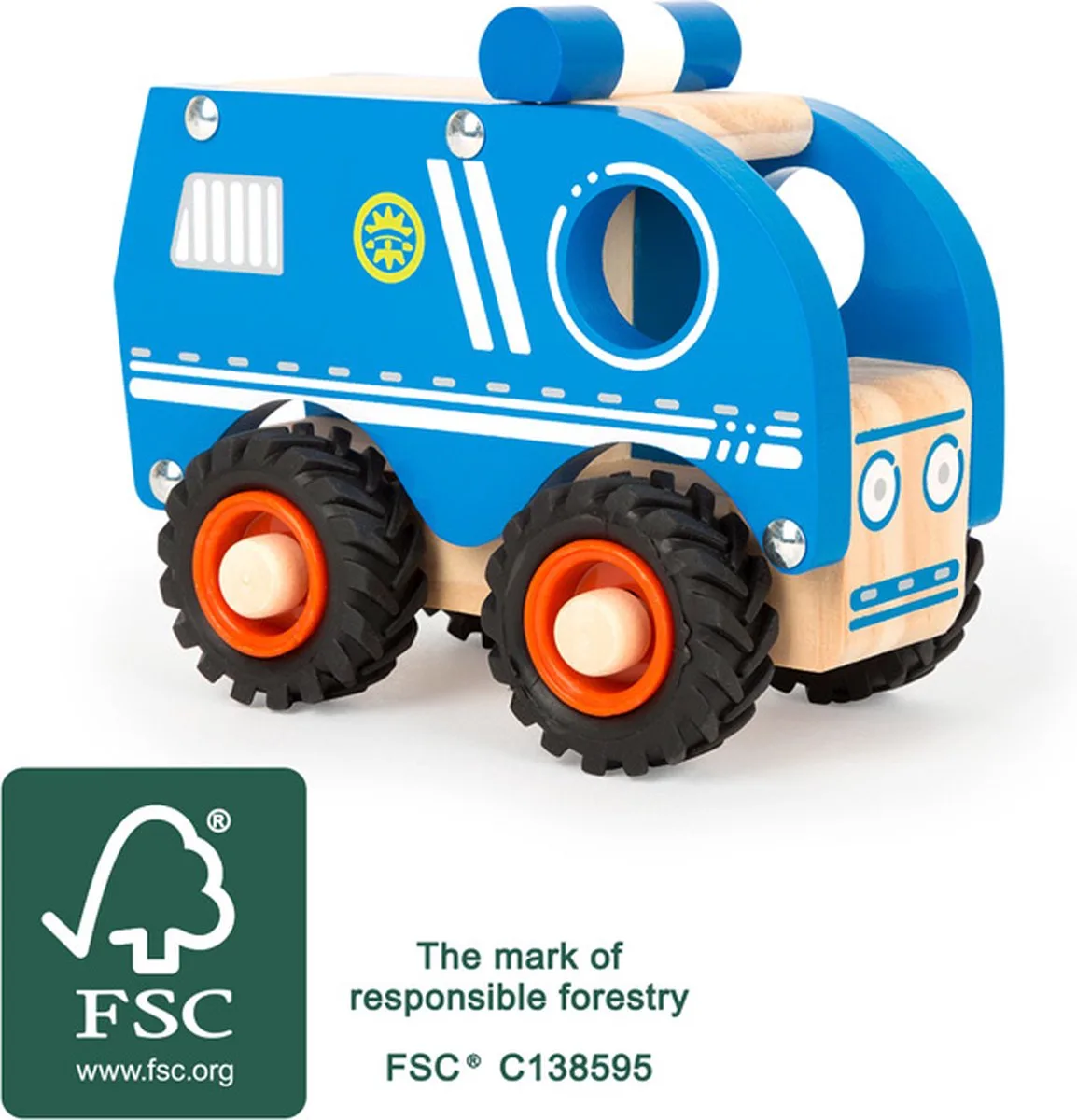 Houten Politieauto van small foot in Blauw – productfoto