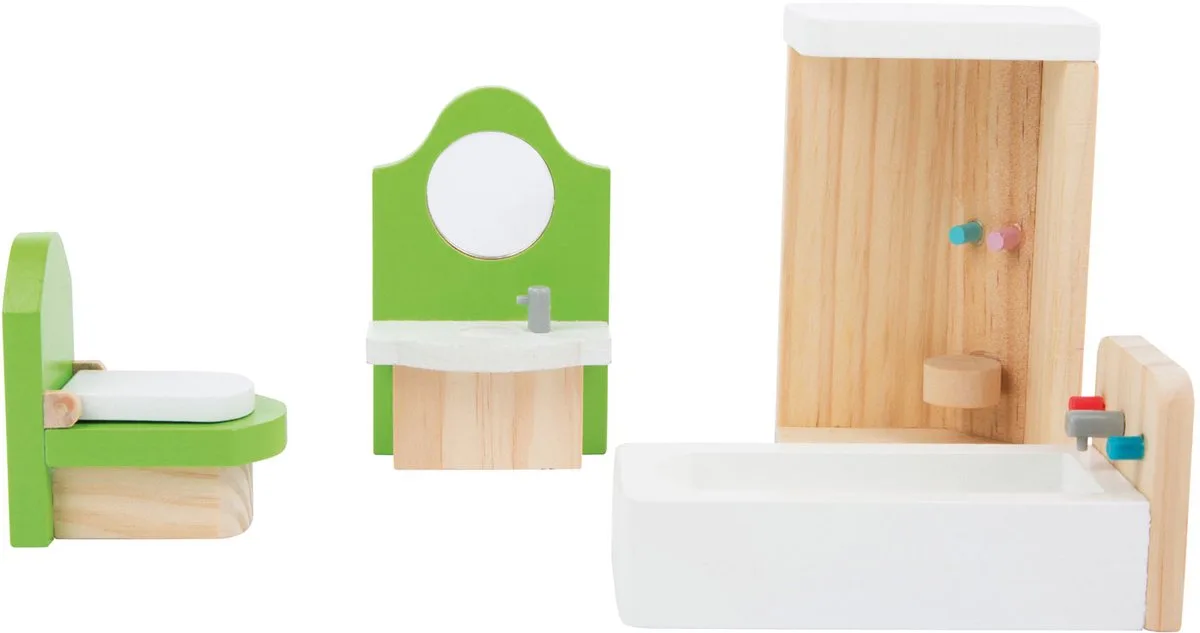 Wooden Dollhouse Furniture Bathroom von small foot in Mehrfarbig – Produktfoto