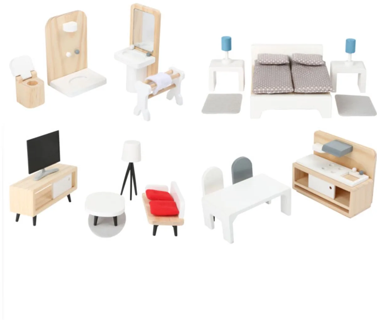Houten Poppenhuis Meubeltjes Complete Set, 28dlg. de small foot en Multicolore – photo du produit