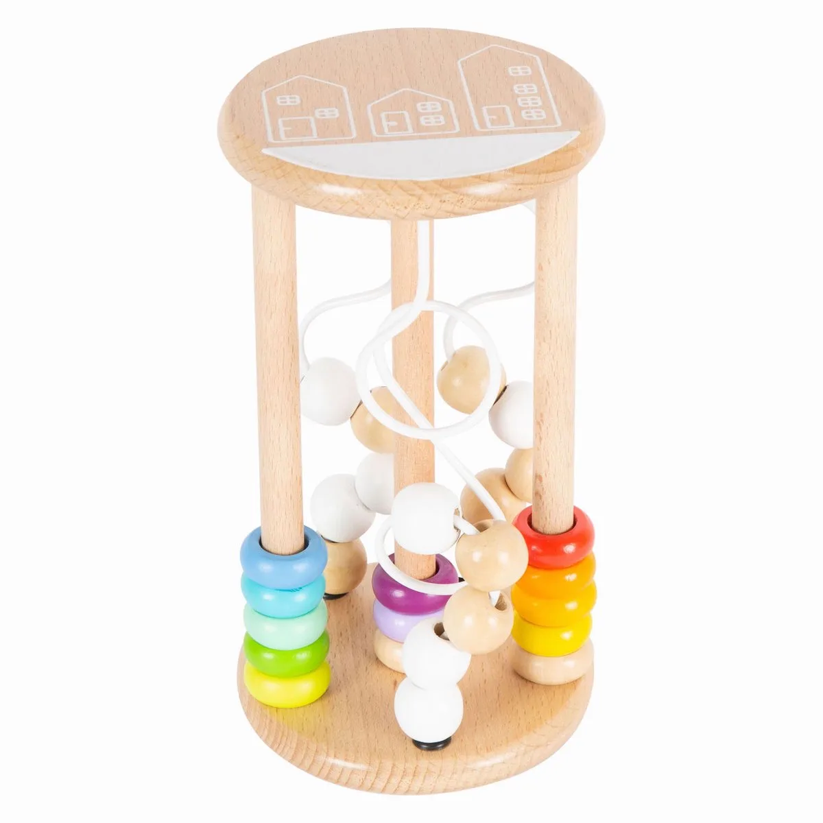 Houten Rammelaar Motoriekspiraal Regenboog från small foot i Flerfärgad – produktbild