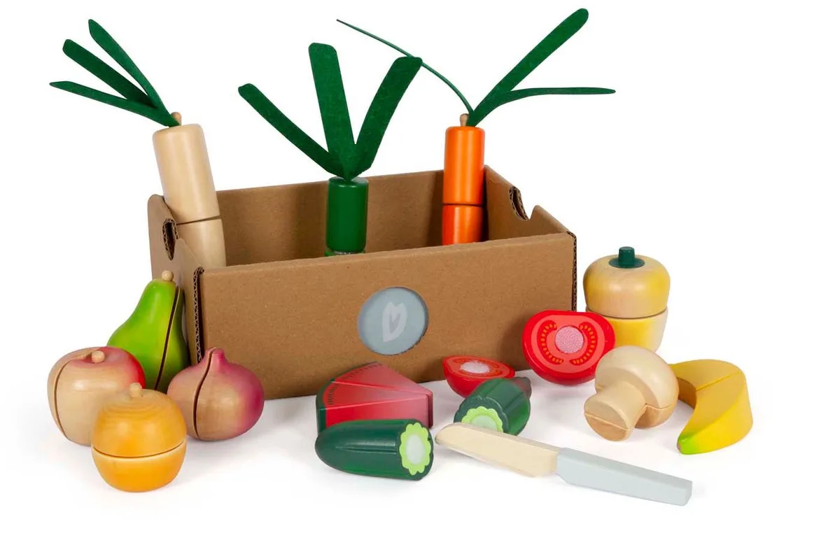Wooden Cutting and Vegetable Play Set Fresh 14pcs von small foot in Mehrfarbig – Produktfoto