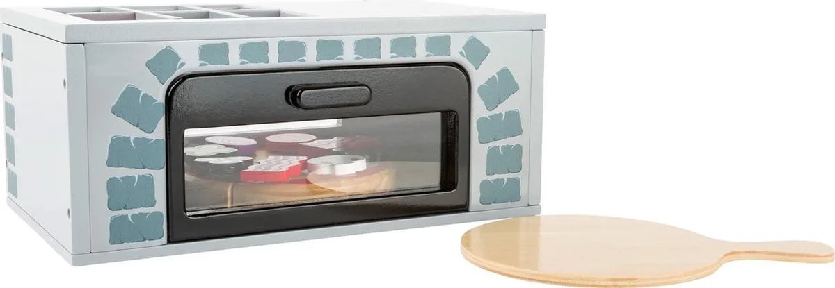 Houten Speeleten Pizza-oven Set, 25dlg. de small foot en Multicolore – photo du produit