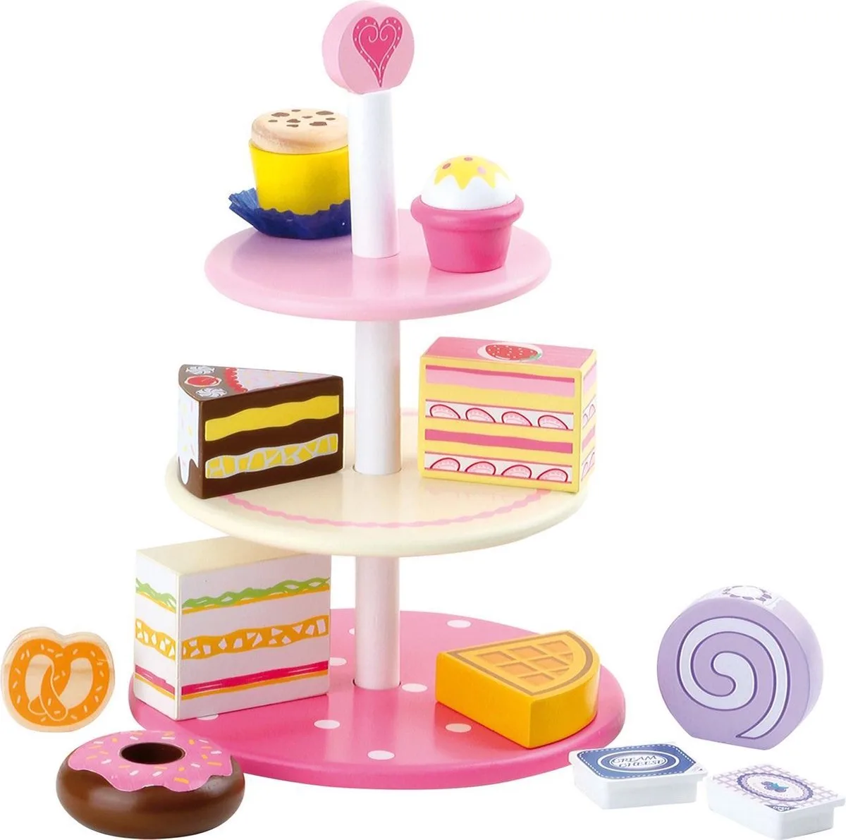 houten speelgoed etagre - 11 stuks - Houten speelgoed vanaf 3 jaar von small foot in Rosa – Produktfoto