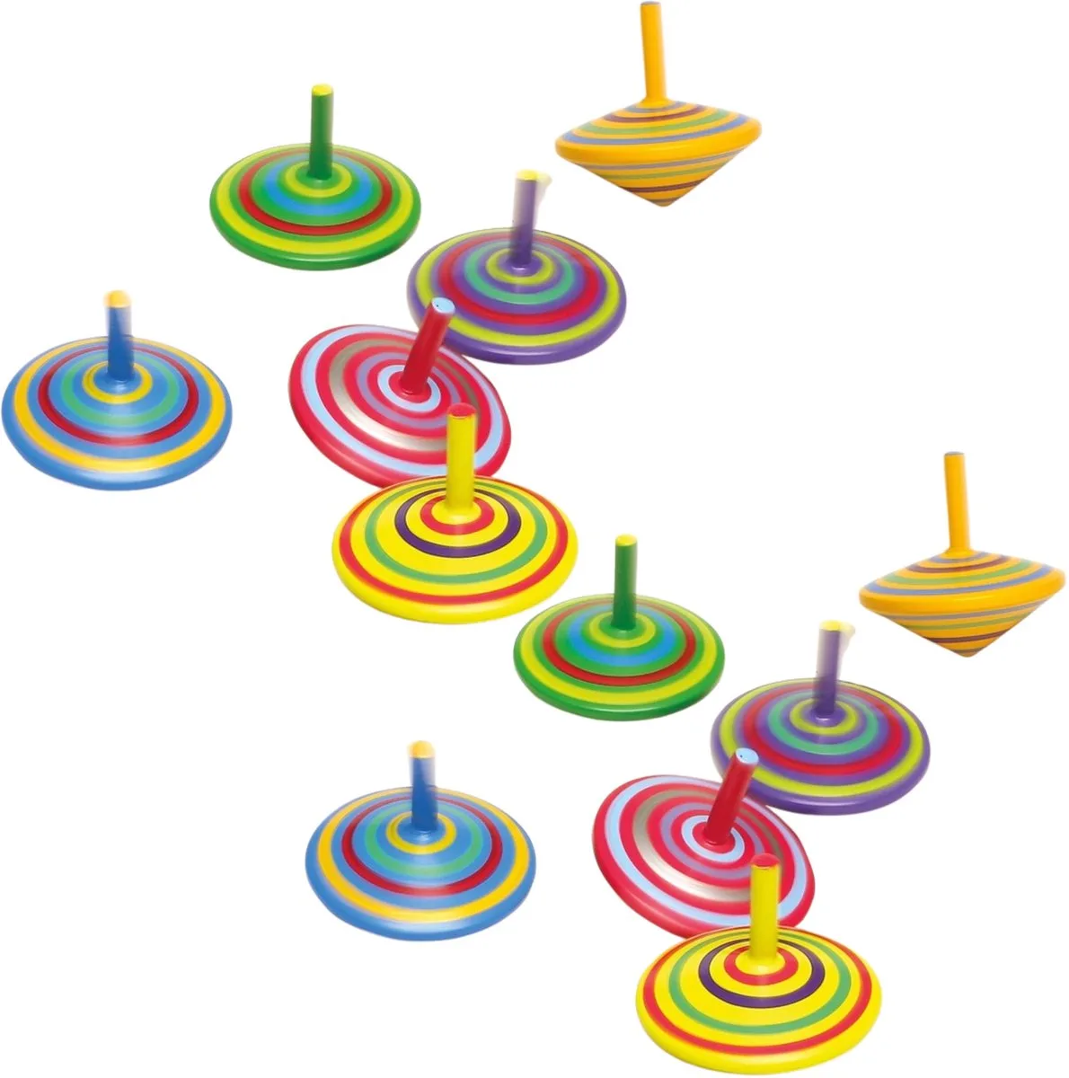 Houten speelgoed tollen - gekleurd mix - 12x stuks - diameter 6 cm - kinderen - cadeau fra small foot i Flerfarvet – produktbillede