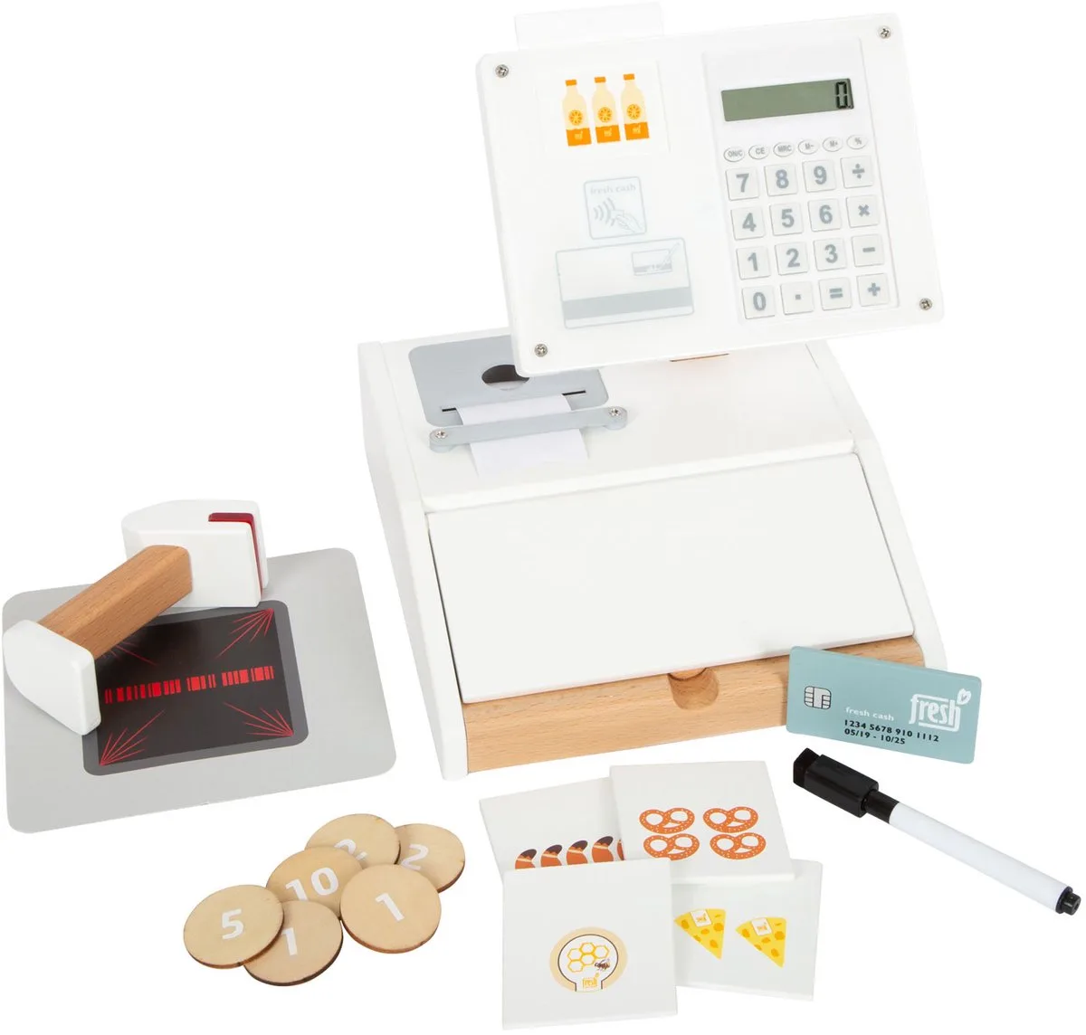 Houten Speelgoedkassa met Scanner, 15dlg. de small foot en Multicolore – photo du produit