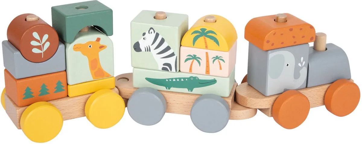 Wooden Stacking Blocks Train Safari von small foot in Mehrfarbig – Produktfoto