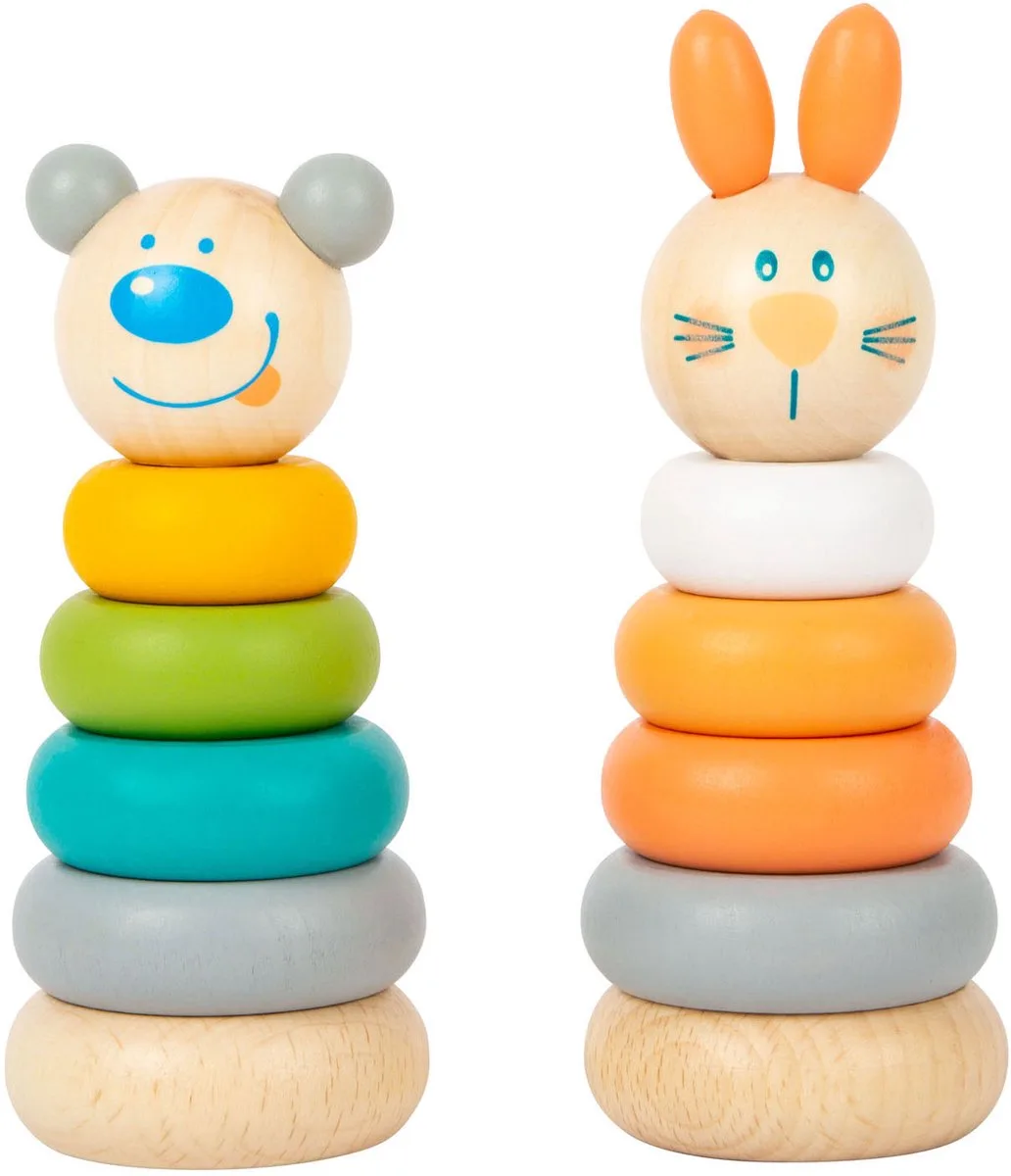 Wooden Stacking Tower Animal Pastel von small foot in Mehrfarbig – Produktfoto